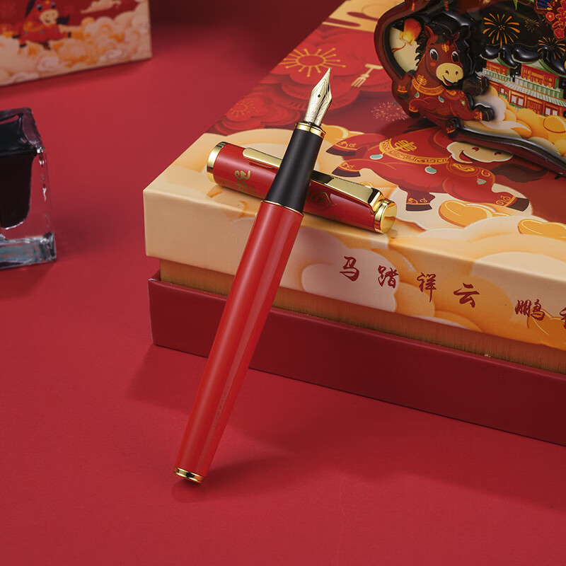 DUKE公爵2026马年福笔套装3红色气氛款铱金笔钢笔墨水笔自用书写送人自用书写顺滑可用墨囊 2026马踏祥云福笔套装