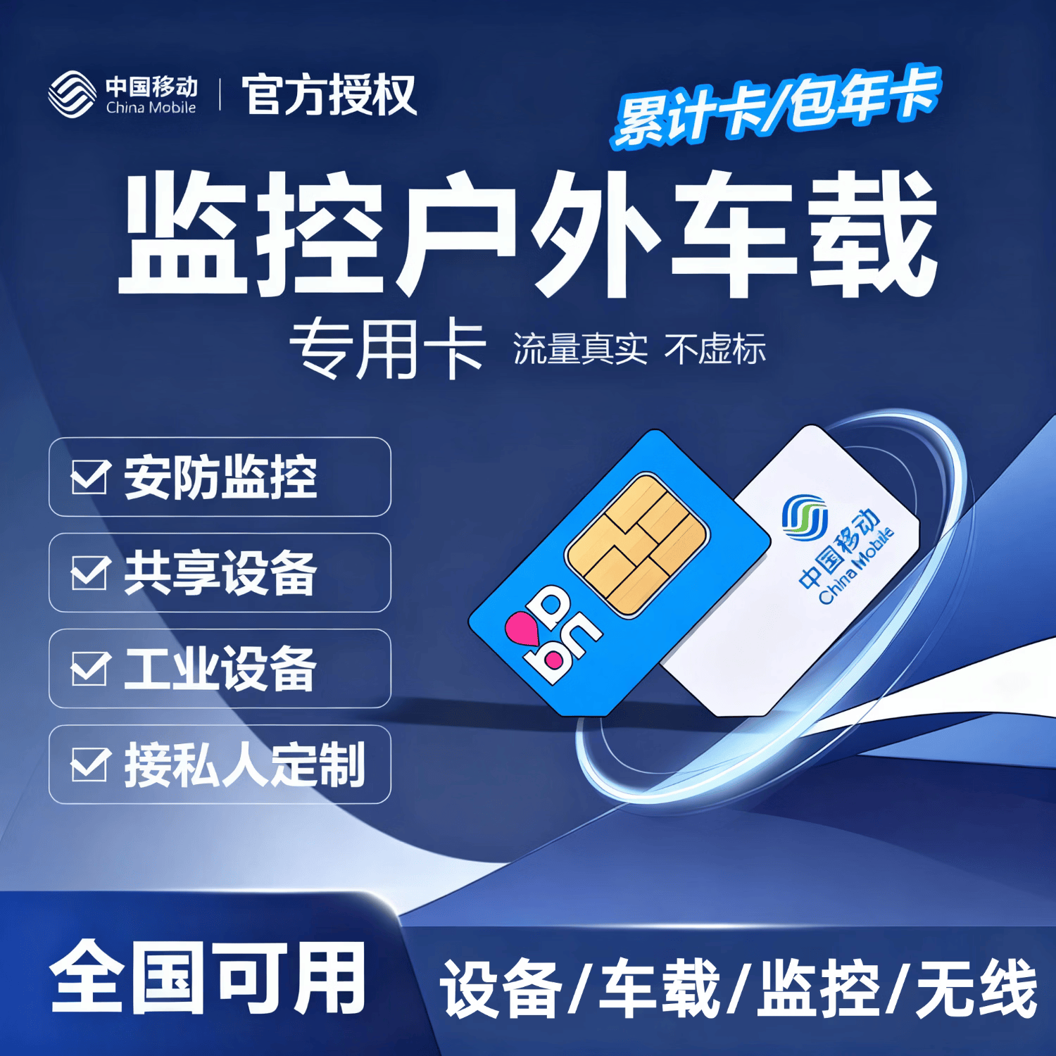 AB设备专用纯流量上王卡监控车载摄像头路由器wifi通用网络配件 3G/年 一年内免充值【设备专用】