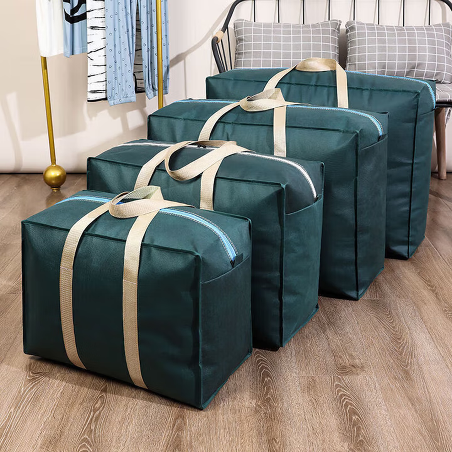 被子防尘袋搬家打包带袋手提收纳袋行李旅行袋防潮大容量加厚加大 两个