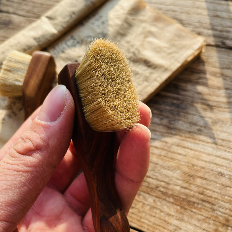 胖东来同款天然鬃毛除尘刷迷你万毛刷猪鬃黄鬃刷文玩刷核桃金刚橄 一级黄鬃微瑕花梨木长9宽2.1高4.25cm