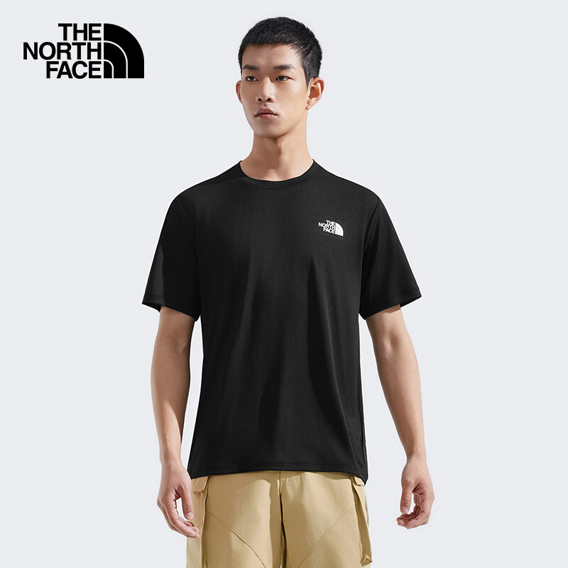 The North Face北面速干短袖T恤男户外运动透气8DG6 黑色/JK3 XL