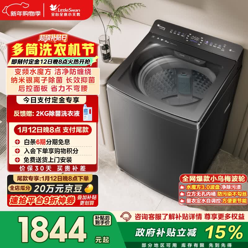 小天鹅(LittleSwan)小乌梅轻奢版 波轮洗衣机全自动家用 10KG 水魔方防缠绕 TB10VE20D 以旧换新 国家补贴 京东自营