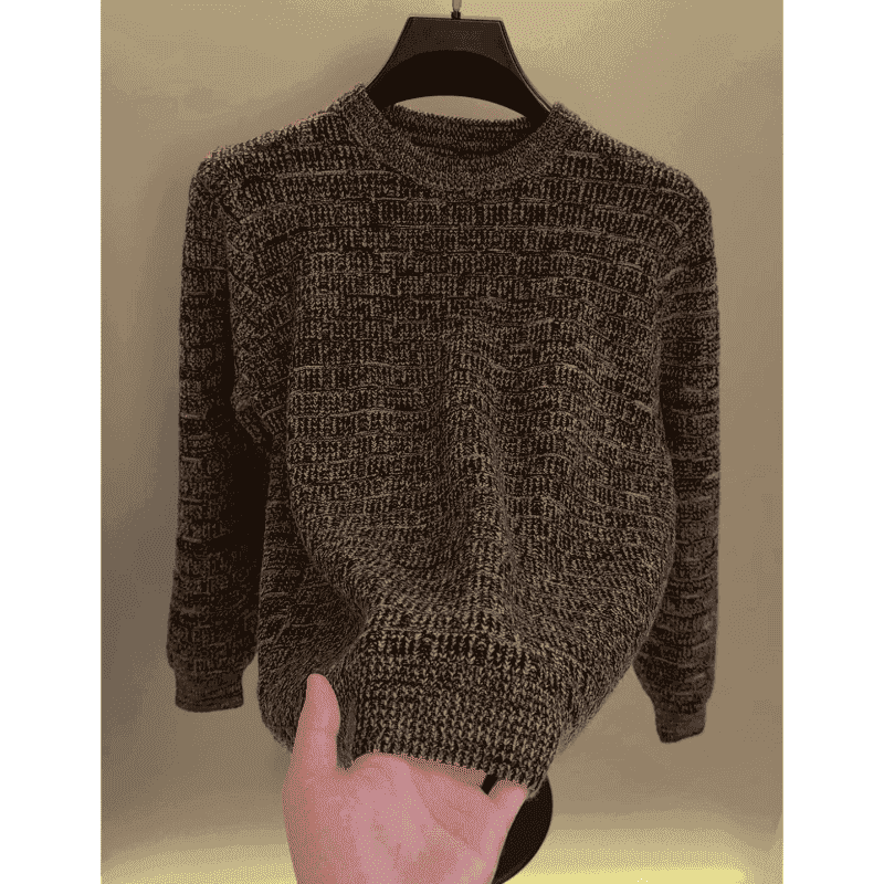 高档圆领加厚针织衫毛衣男士秋冬保暖时尚潮流内搭打底衫男装 深咖啡色(51130) 3XL 建议160-190斤