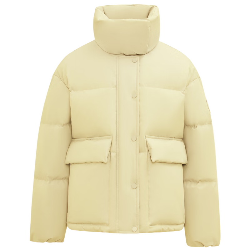 雪中飞秋新款女士短款直筒立领多彩羽绒服保暖外套百搭 炒米黄|3406 S /160/84A