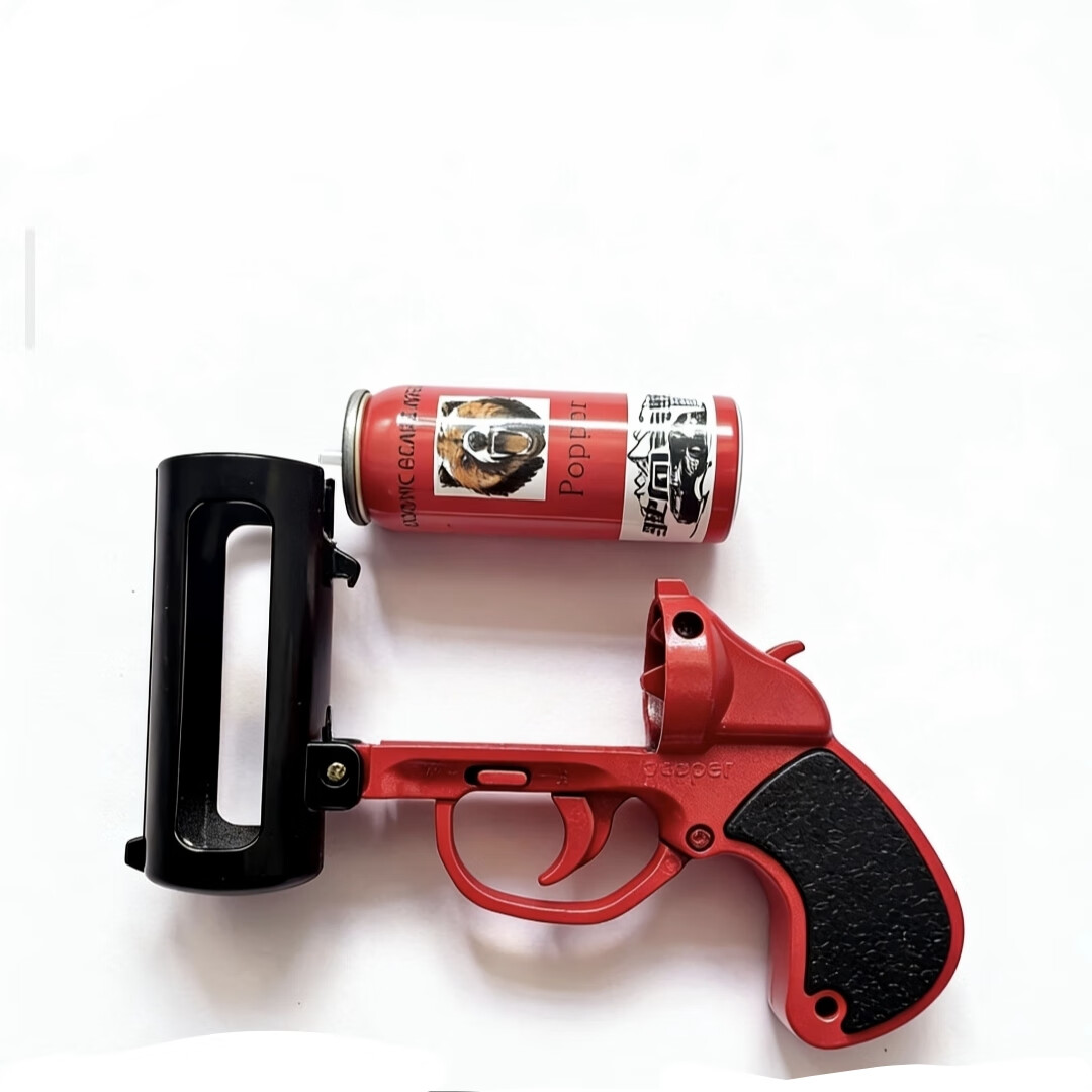 金属款防身加浓辣辣罐装备防熊驱狗车载户外露营探险防身神器 红色金属主机+3个罐+皮套+收纳袋