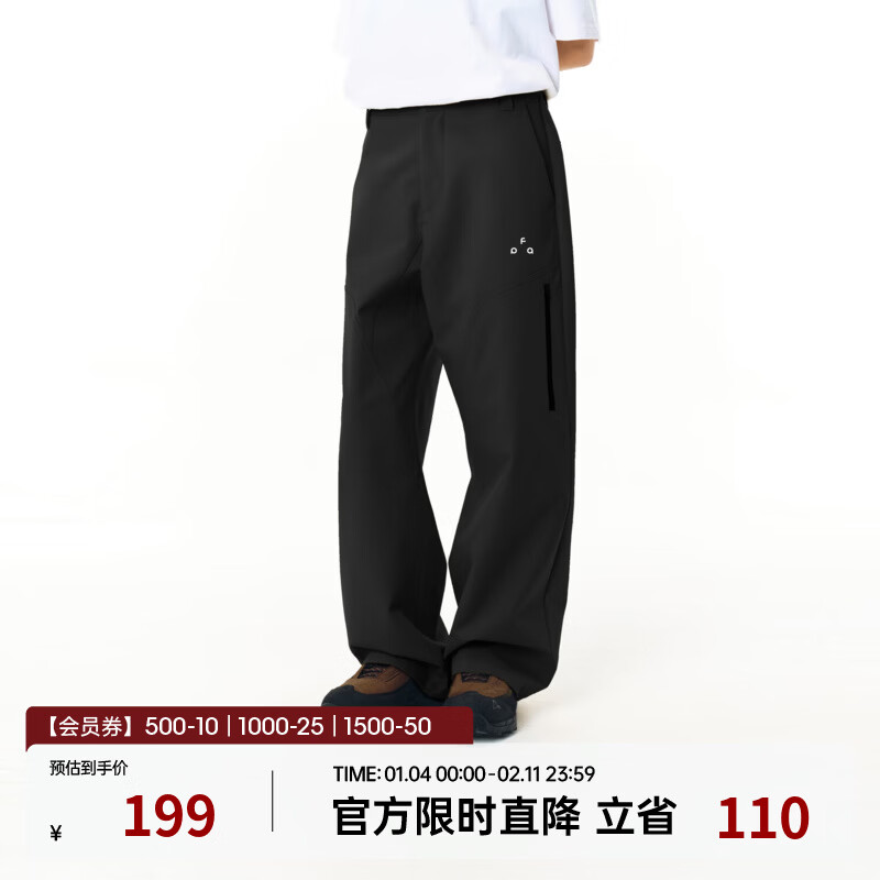 FPA防泼水软壳户外休闲裤2025春季新款潮牌春秋直筒运动黑色长裤 黑色 L