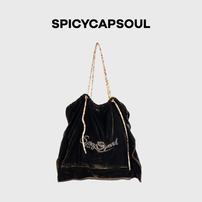 SPICYCAPSOUL【抱枕包】池金物原创斜挎包丝绒刺绣慵懒小众托特包单肩包 【抱枕包】橄榄 京东折扣/优惠券