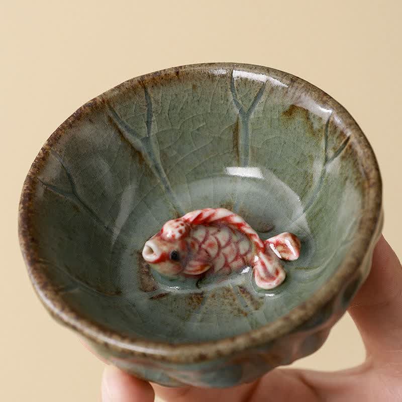 有鱼志野柴烧主人杯茶具茶杯单杯粗陶碗杯 (熊猫)志野柴烧杯(包装) 200mL以下