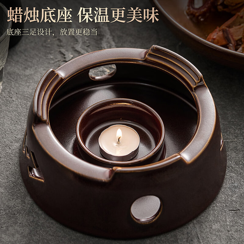 造器（ZEROKY CLAN）德化砂锅陶瓷酒精炉小火锅家用干锅明炉土钵加热菜盘饭店特色餐具 祥龙酒精炉-15.5cm亚白 100ml