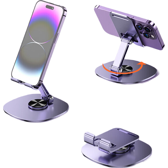 旋转铝合金手机支架桌面平板手机支架网课多功能折叠支架 3.0新款(紫罗兰) 手机支架