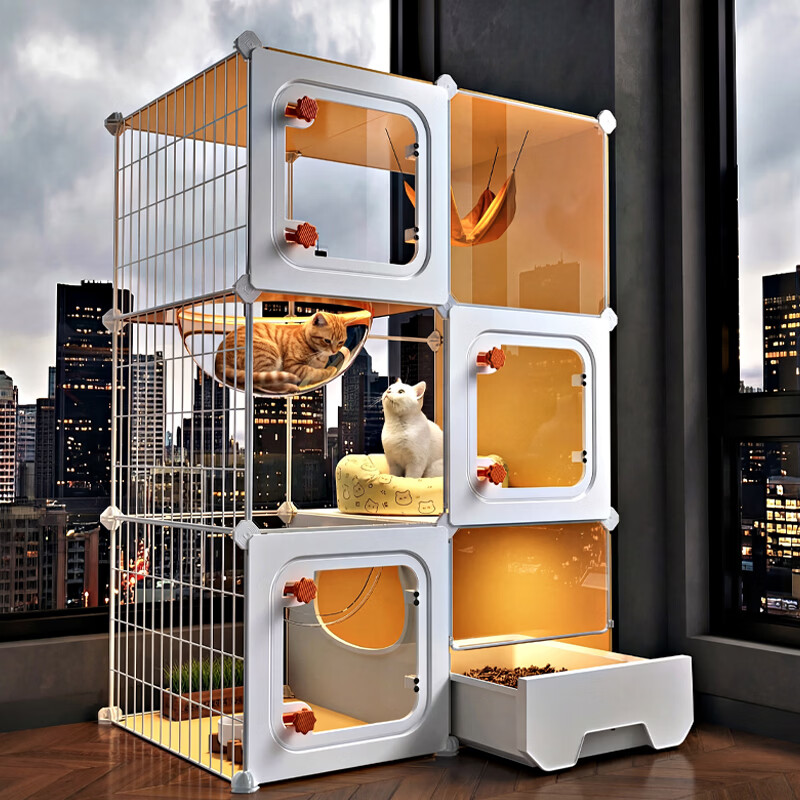蔻丝 猫笼子太空舱带厕所一体家用超大透明猫柜猫别墅猫屋