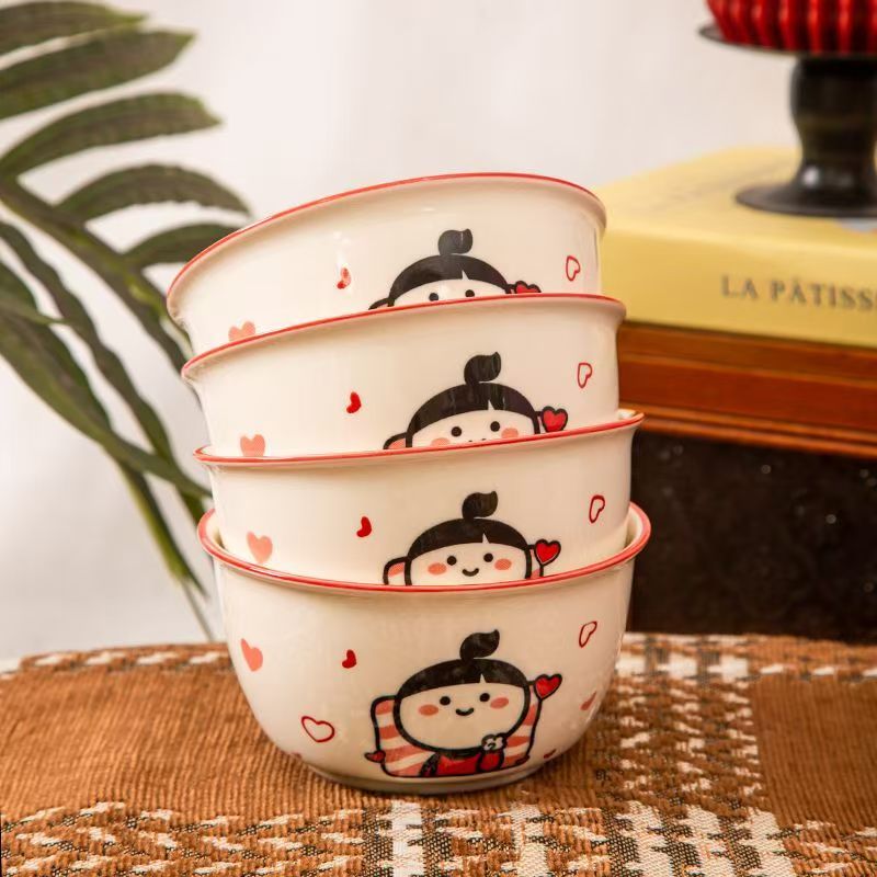 利尼恩高颜值釉下彩陶瓷碗菜盘子家用餐具可爱卡通个人专用饭碗 【4个装】4.5英寸碗 【卡通小蒄】 京东折扣/优惠券