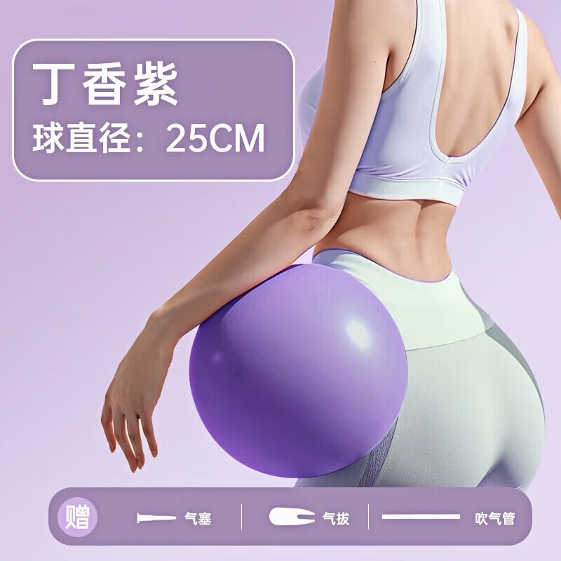 元族瑜伽球加厚普拉提小球盆底肌训练产后核心塑形健身球俞珈器材 熏紫色 【 赠打气套装】