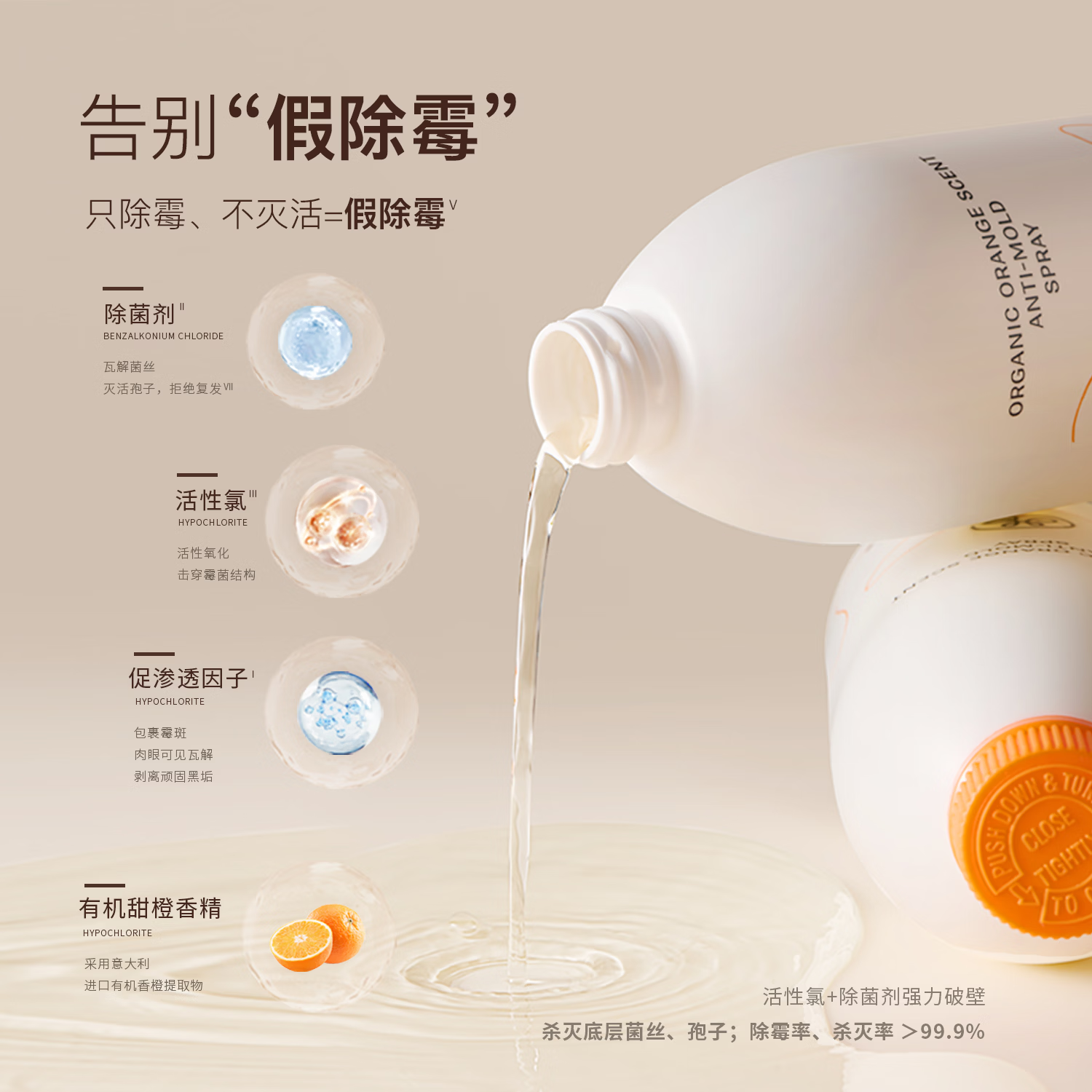 MUBYNE有机甜橙香除霉喷雾家用墙面洗手池台浴室柜木板去除霉菌剂 一瓶喷雾【450ml】+一支啫喱【120ml】