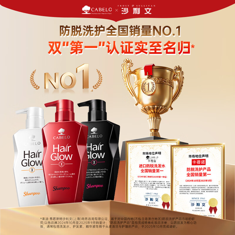 卡蓓诺（CABELO）赋活防脱洗发水 清爽控油强健固发 男士头皮脱发适用【日本进口】 【男士防脱发】清爽控油 洗发水 350ml*1瓶
