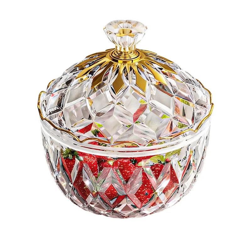 轻奢果盘放水果糖果盒家用客厅高级感水果盘零食收纳高颜值收纳盒 轻奢水果盘-透明色小号 1层 1个