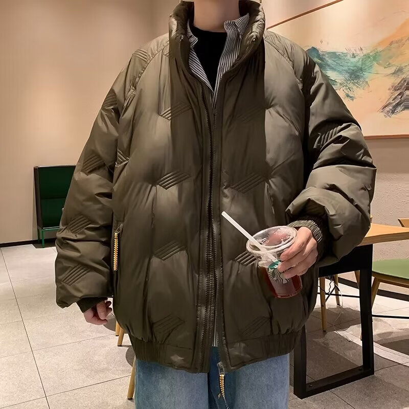 迪伽达冬季美式复古立领棉服男潮牌时尚休闲宽松加厚保暖棉衣棉袄外套男 RCXQ-885绿色 L