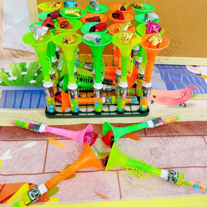 网红出口爆款儿童玩具喇叭造型吹龙儿时回忆小卖部批发幼儿园摆摊 喇叭造型吹龙颜色糖果随机30支