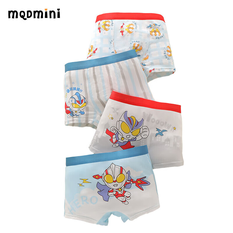MQDMINI儿童内裤男童夏季薄纯棉小男孩a类4岁13中大童平角短裤抗菌抑菌 超人812 均码 M码3-5岁25-35斤