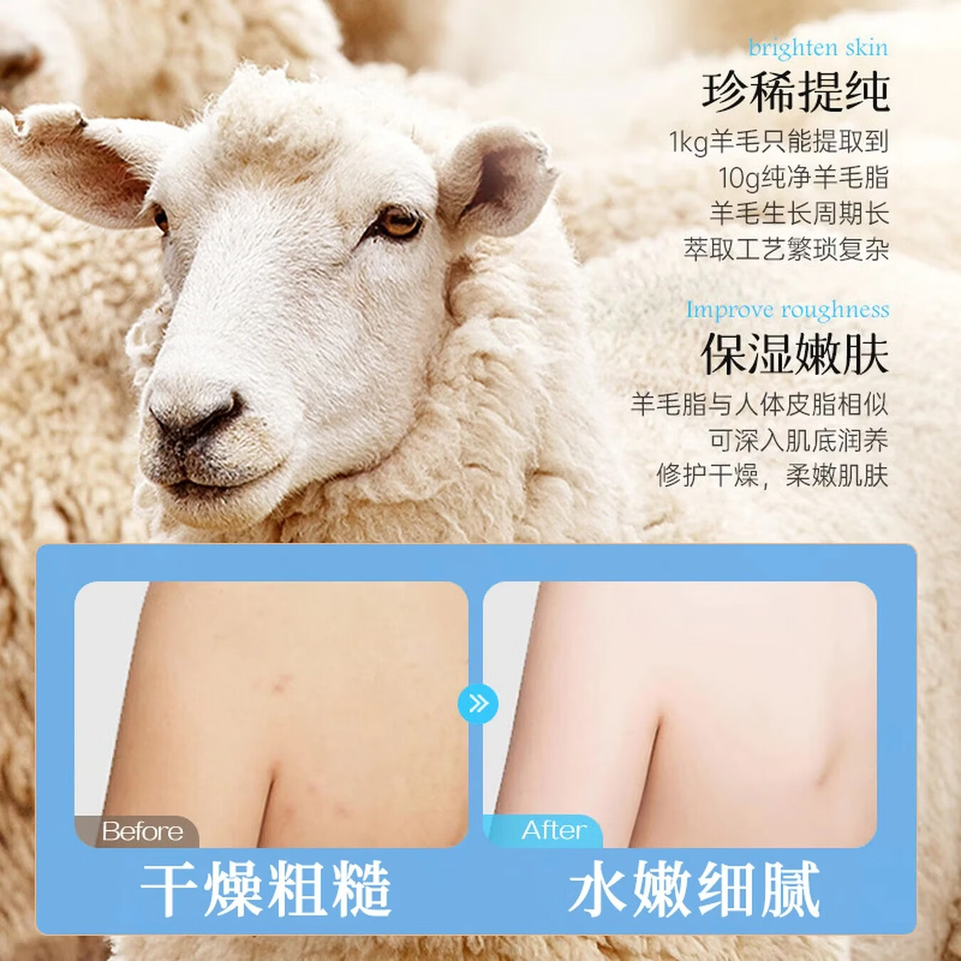 ehmznv绵羊油凡士林身体乳高保湿滋润肌肤补水不油腻防裂改善干燥粗糙 绵羊油凡士林身体乳* 500ml 1瓶