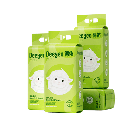 德佑悬挂式洗脸巾200抽*4提 家庭装大包加量加厚擦脸巾绵柔洁面巾纸