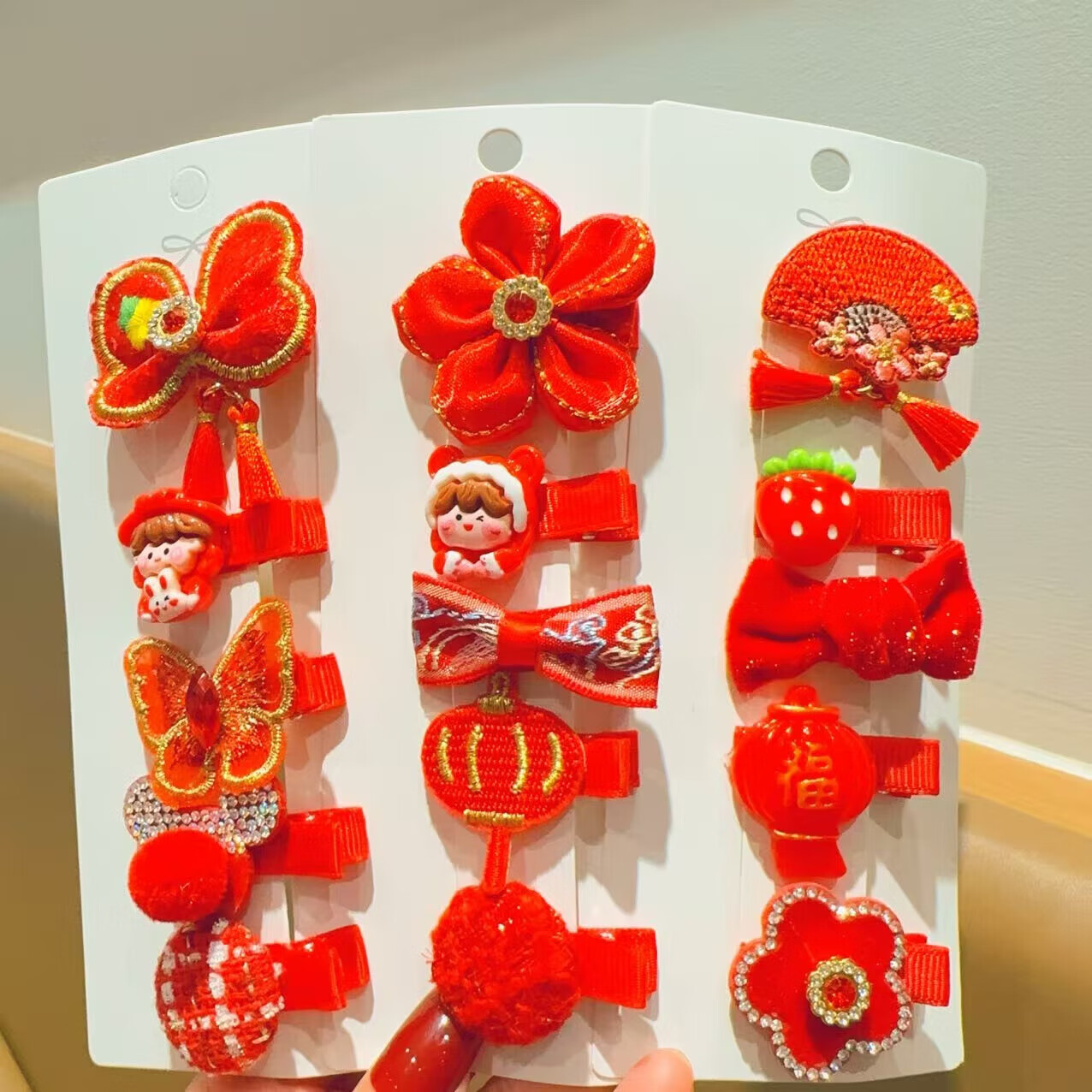 儿童宝宝包布发夹不伤发新年头饰小女孩发饰可爱过年发卡女童 06#吉祥钱袋