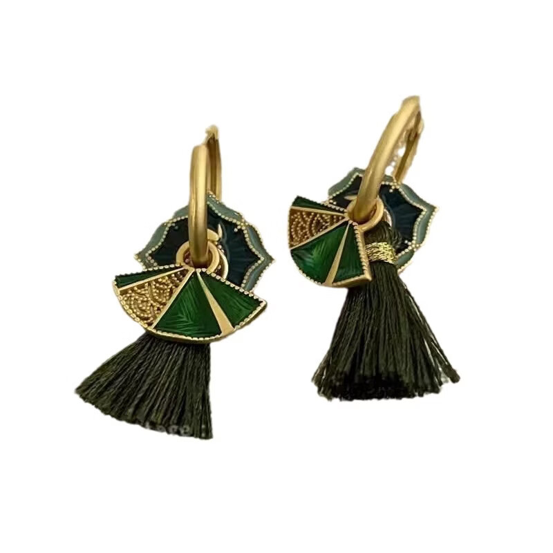 佳焰s925国潮珐琅扇子耳环女彩绘多戴设计新款高级感礼物女生 珐琅彩色滴釉花形耳环