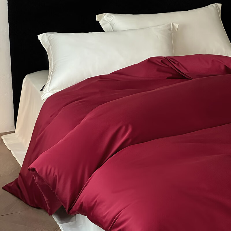 ROLAND LIVE简约纯棉被套单件全棉长绒棉纯色被子套单双人宿舍裸睡被芯罩四季 SW全棉长绒棉单被套-长期主义朗姆酒红 单被套200x230cm