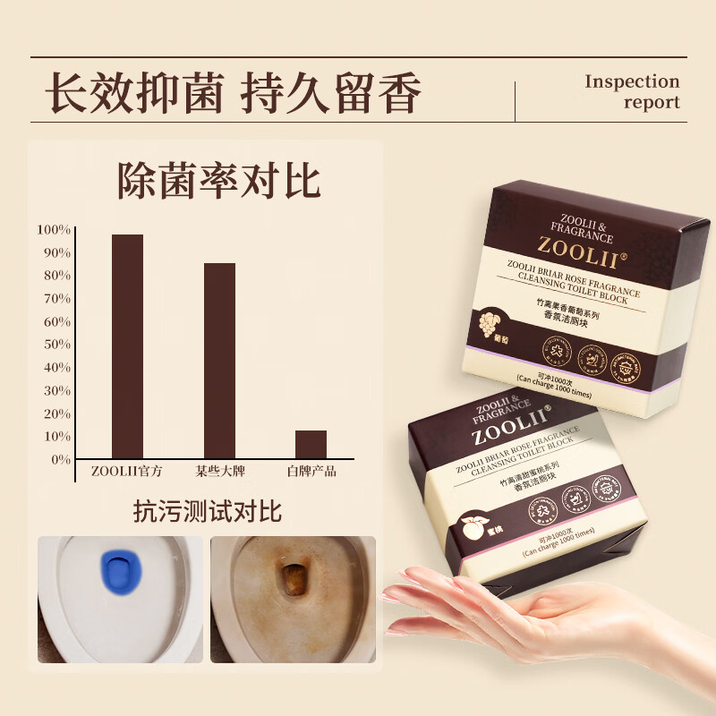 ZOOLII香氛洁厕宝家用厕所除臭马桶清洁剂去味清香洁厕块耐冲马桶清洁块 海洋1盒+茉莉1盒+蜜桃1盒+葡萄1盒