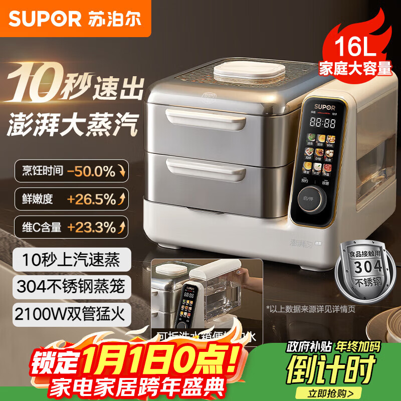 �ղ�����SUPOR�������� �ɲ�ϴ����ʽ �๦�ܼ��ò���ֵ��ȹ� 16L������˫����������;��ZN30FC866 408Ԫ