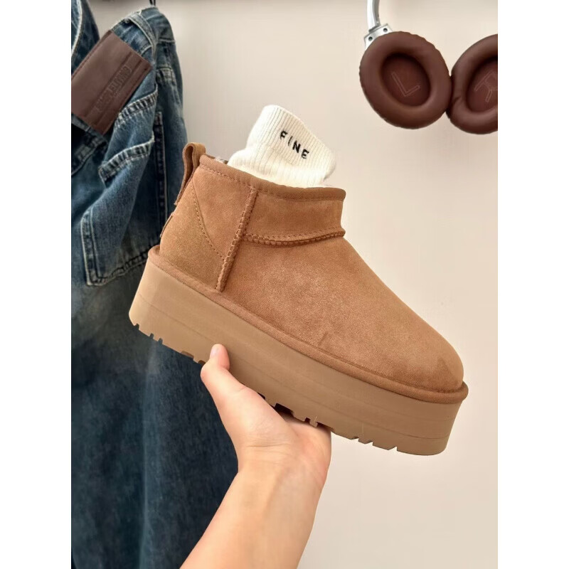 ugg eversheepskins河南5公分迷你羊皮毛一体周冬雨同款雪地靴低筒ugg
