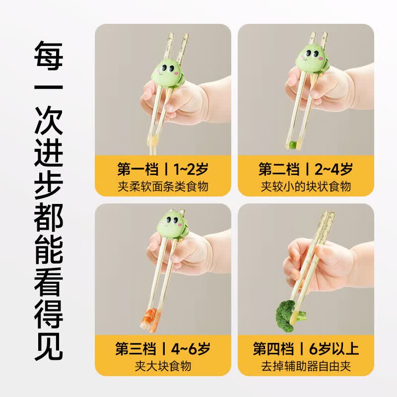 如山【精选百货】儿童筷子虎口训练筷1 2 3 6岁宝宝专用PPSU学习筷幼 训练筷-粉(含收纳盒)+硅胶围兜 无规格