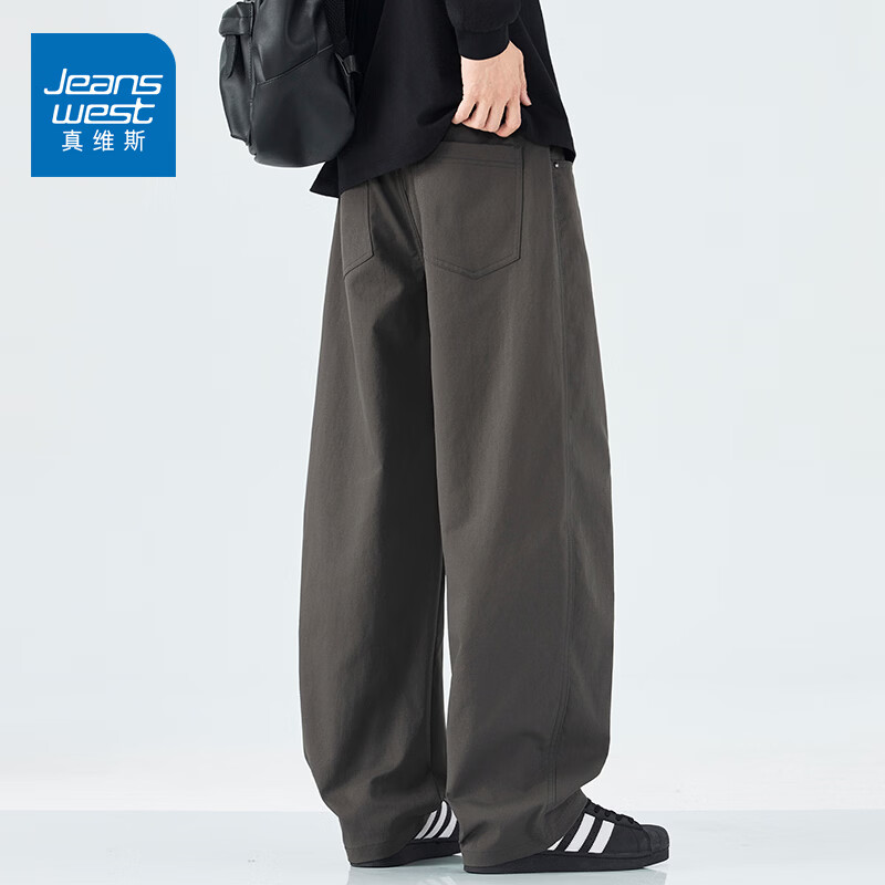 真维斯（Jeanswest）休闲裤男2026新款秋冬季潮牌美拉德复古宽松直筒痞帅工装裤子男 灰色 28