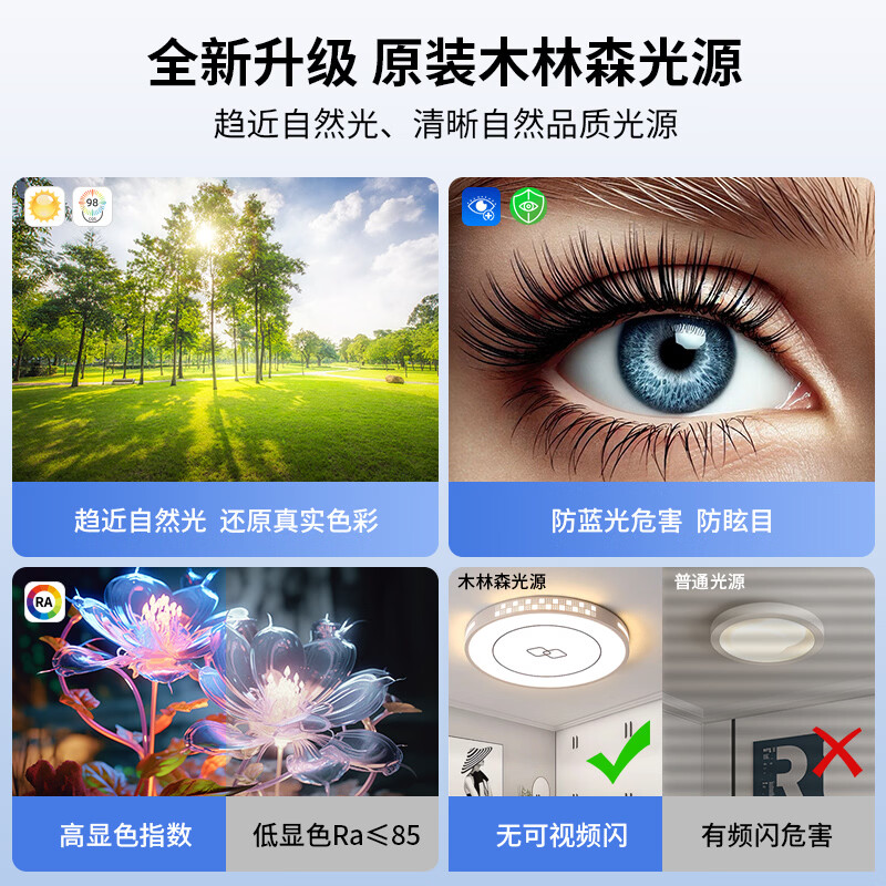 昆迪卡新款led吸顶灯简约现代大气高亮长方形客厅灯餐厅卧室书房节能灯 白方-50-50cm三色变光2*48w