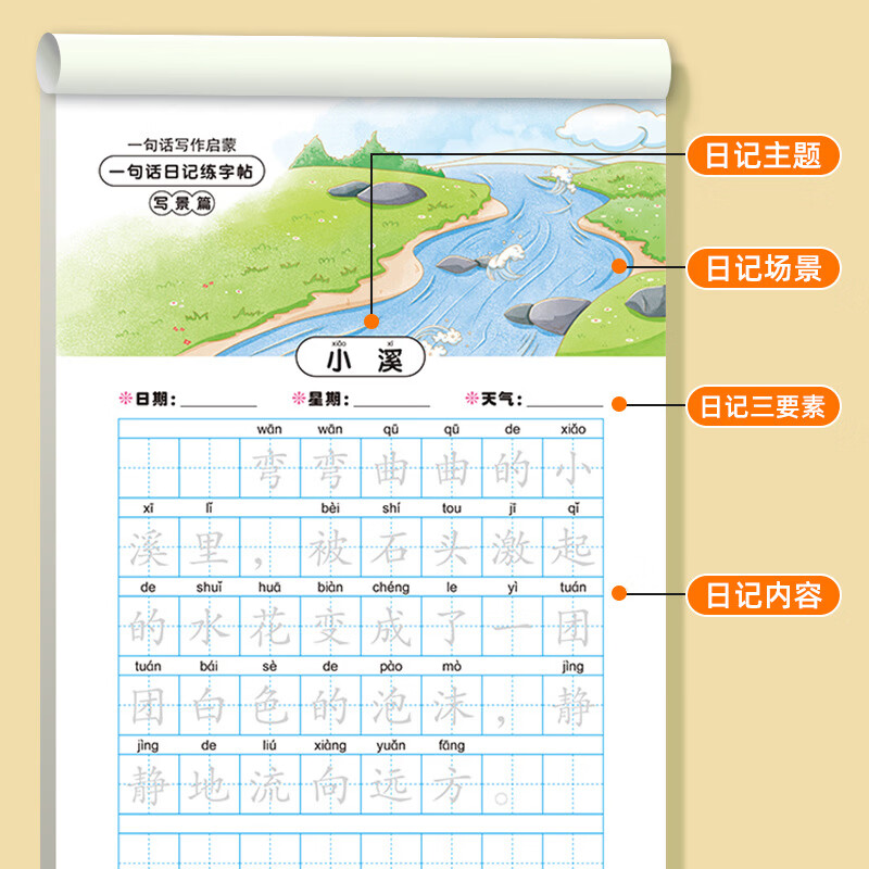 其他家一二年级写作启蒙一句话日记+一句话作文练字帖四大主题写作练字帖 全套8本（每本20页）
