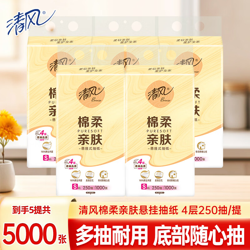 清风 挂抽4层1000张 19元.9250抽*5提 3.9/提 领 - 折送网