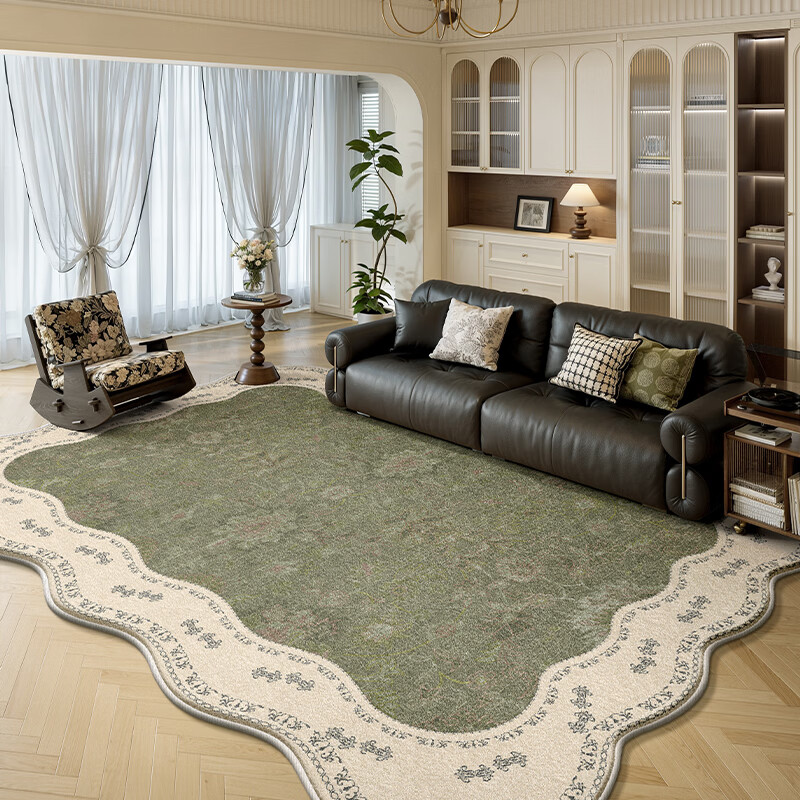 Y U-LIVE中古风地毯客厅卧室2026新款防水防污复古风绿色大面积全铺地 S仿羊绒-茶云烟青 140×200CM【NEW新升级】