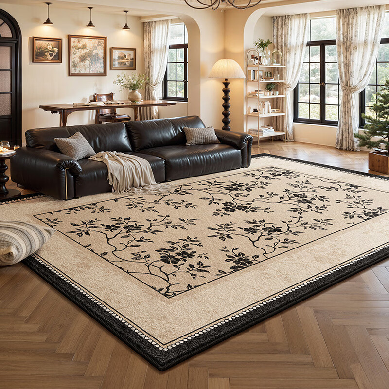 Y U-LIVE地毯客厅法式复古中古风2026新款免洗可擦轻奢高级感沙发茶几 S仿羊绒-月夜花影 300×400cm【拒绝起球】