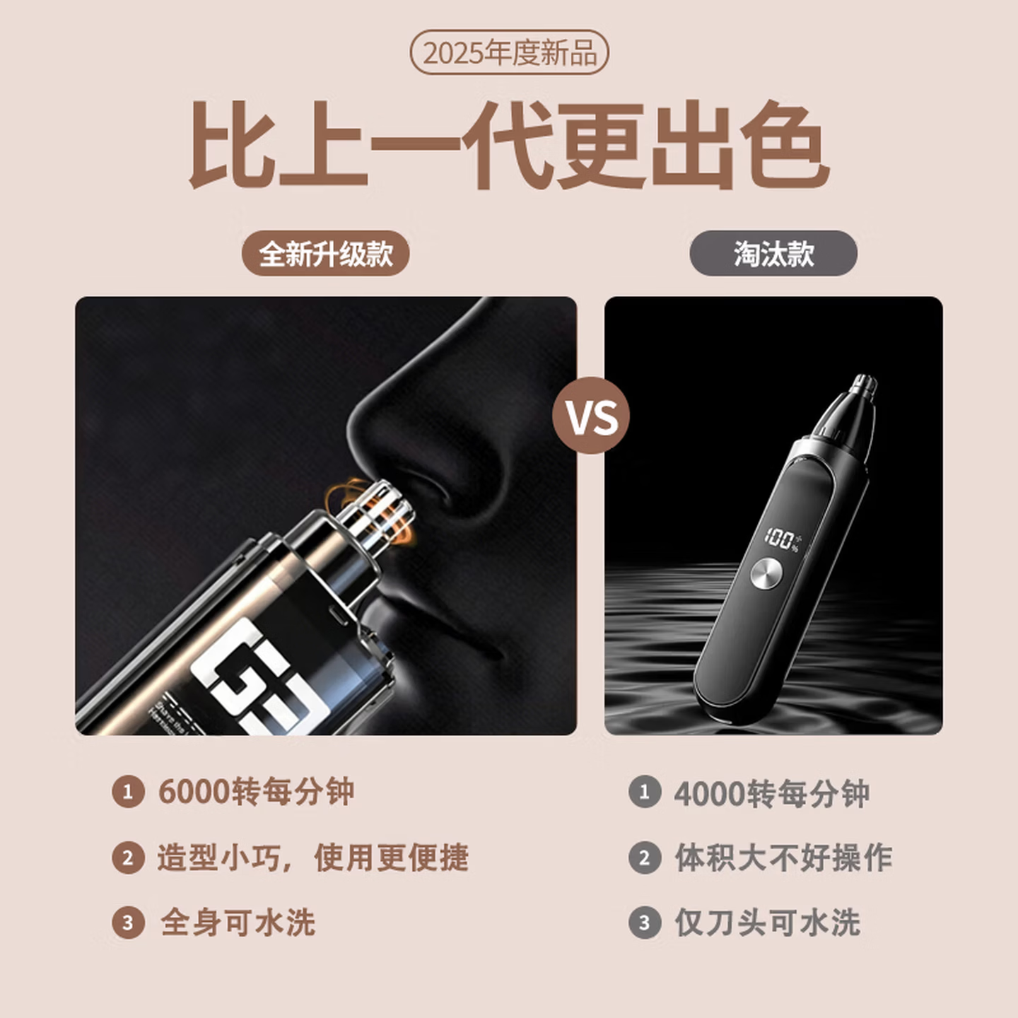 YUGO日本电动鼻毛修剪器耳鼻毛男士女士专用无痛可水洗旅行便携充电款 【曜夜黑】旗舰数显-闪充款【送防尘盖+毛刷+充电线】