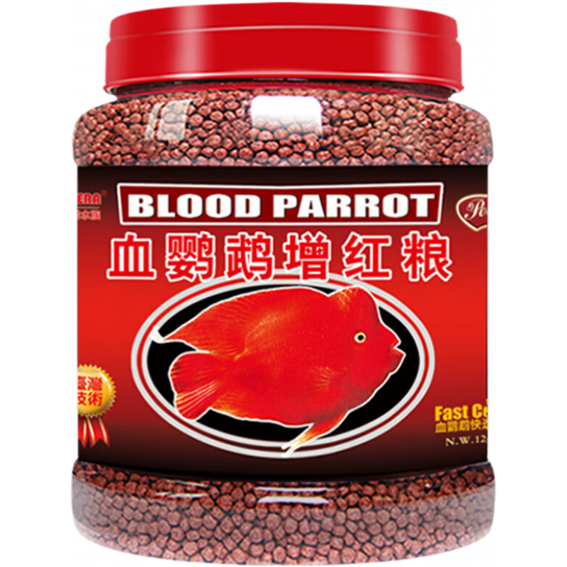 德瑞水族血鸚鵡魚飼料紅鸚鵡魚魚食蝦紅素增紅增色發(fā)財(cái)魚熱帶魚小顆粒魚糧 (蝦青素)1.5mm共520g/260g桶*2