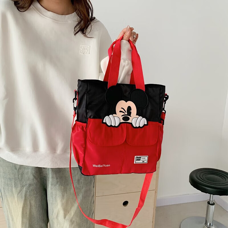 牛津儿童补习袋小学生男女卡通手提大容量单肩斜挎包书包 黑色