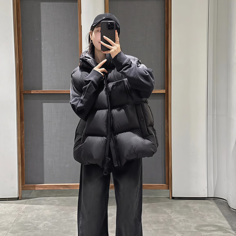 MODX羽绒马甲女2026秋冬新款加厚羽绒马甲女宽松保暖90白鸭绒坎肩外套 黑色 【原版】 M 85-120斤