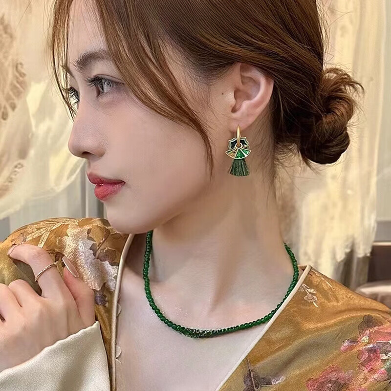 佳焰s925国潮珐琅扇子耳环女彩绘多戴设计新款高级感礼物女生 珐琅彩色滴釉花形耳环