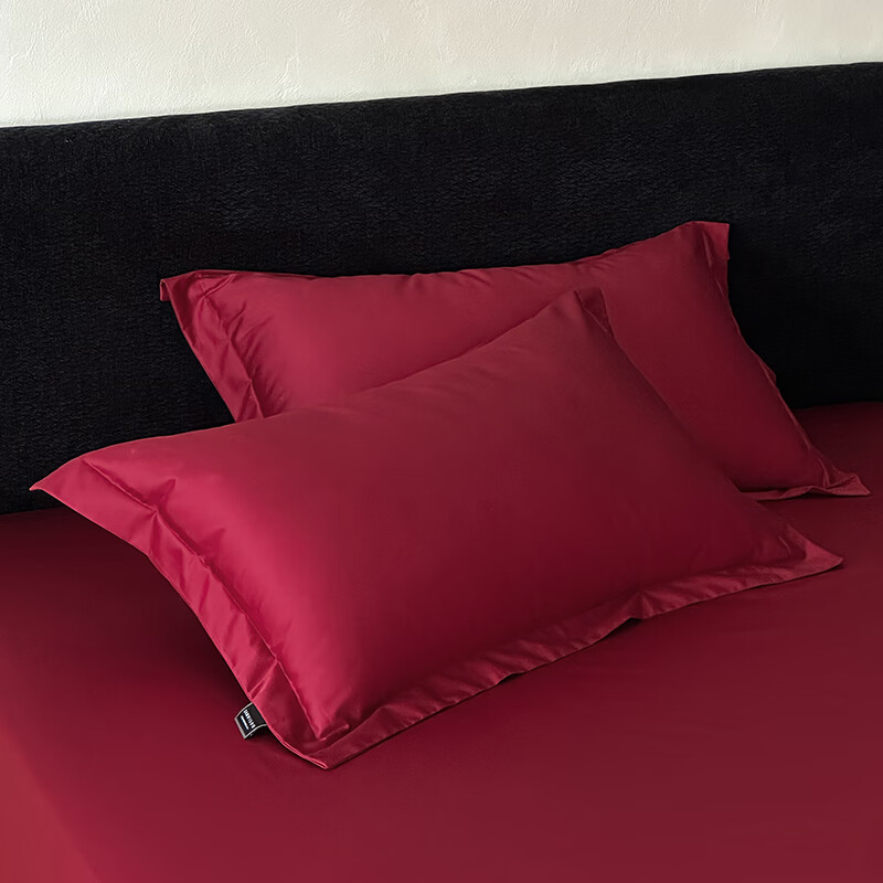 ROLAND LIVE50支双股全棉长绒棉枕套一对装 纯棉枕头套单人枕芯套罩48x74cm SW全棉长绒棉枕套单件-长期主义朗姆酒红 一对 单枕套48x74cm