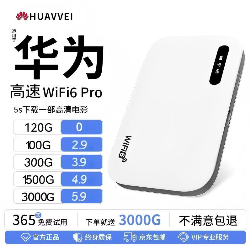 华为优选2025新款5G随身WlFl全国通用便携式无线网络千兆穿墙王 WiFi6【智享版】提速69999%