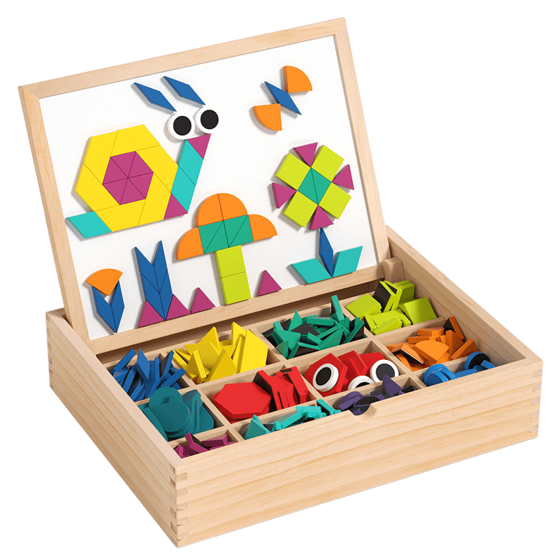 福孩兒磁力幾何積木片七巧板智力拼圖益智玩具男孩女孩寶寶兒童生日禮物 336粒磁力幾何積木【手提禮盒】