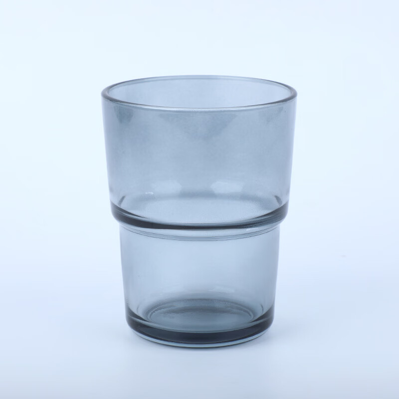 【厂家直发】竹节杯创意水杯家用玻璃杯办公室隔热吸管杯子ins风 竹节烟灰色（裸杯 约420ml