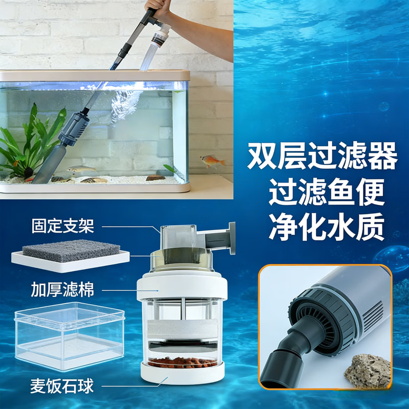 GERTHRON德国鱼缸电动换水神器清洗清洁吸粪便器洗沙器抽水泵大吸力过滤水 36w【至臻版-洗沙专研】+10米软管(加水套餐)