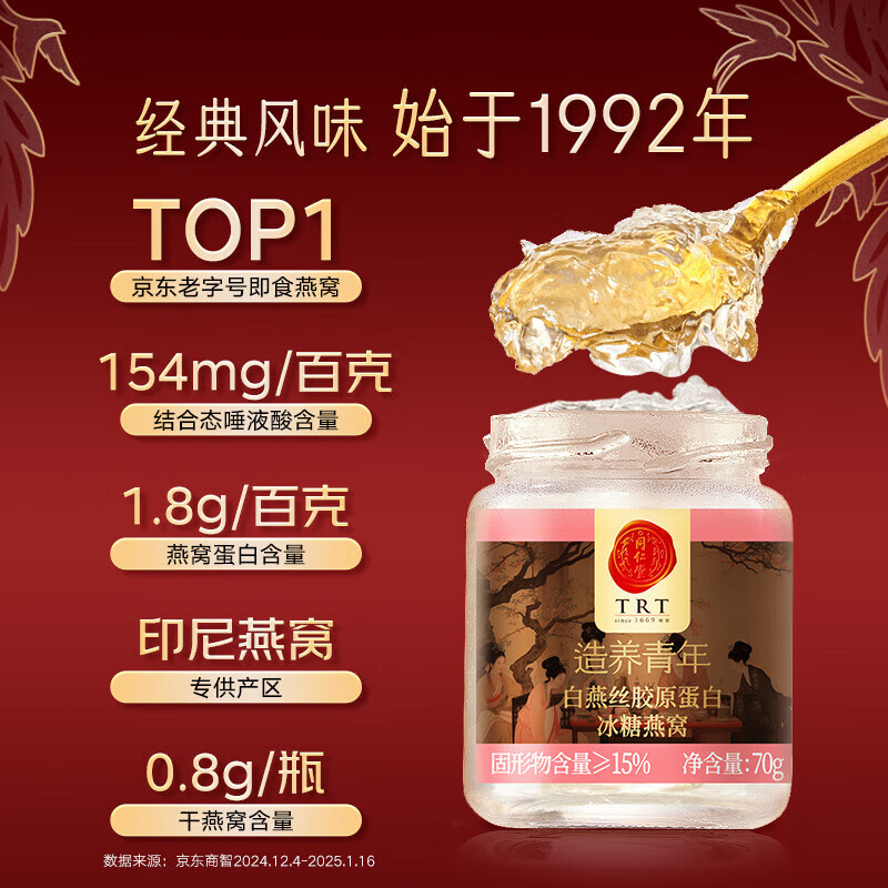 同仁堂（TRT） 即食燕窝送礼长辈孕妇补品气血营养品礼盒礼品70g*6瓶/18瓶 胶原燕窝（18瓶） 1260g*1盒
