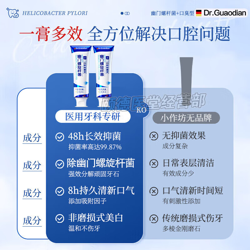 北京协和医学院幽门螺旋杆菌牙:膏医用口腔抑菌幽门螺旋杆菌四联药牙科分离剂 超强特效【买五送三】德国进口 rielz幽门螺杆菌口腔抑菌膏